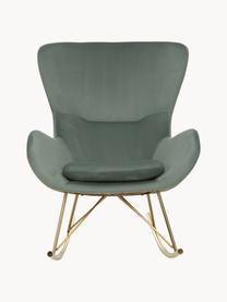 Fluwelen schommelstoel Wing met metalen poten, Bekleding: fluweel (polyester) Met 1, Frame: gegalvaniseerd metaal, Fluweel saliegroen, goudkleurig, B 76 x D 108 cm