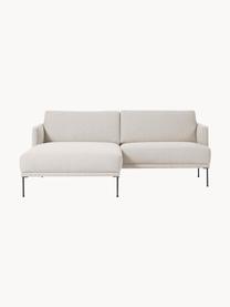 Kleines Ecksofa Fluente, Bezug: 100 % Polyester Der strap, Gestell: Massives Kiefernholz, FSC, Webstoff Hellbeige, B 198 x T 152 cm, Eckteil links