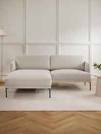 Kleines Ecksofa Fluente, Bezug: 100 % Polyester Der strap, Gestell: Massives Kiefernholz, Bir, Füße: Metall, pulverbeschichtet, Webstoff Hellbeige, B 198 x T 152 cm, Eckteil links