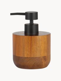 Dosificador de jabón de madera de acacia Theodore, Recipiente: madera de acacia, Dosificador: plástico, Marrón claro, negro, Ø 30 cm