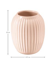 Handgefertigte Design-Vase Hammershøi in Rosa, Porzellan, Rosa, Ø 17 x H 20 cm
