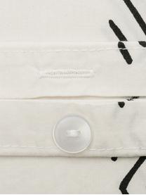 Biancheria da letto boho in cotone lavato Kohana, Bianco crema, nero, 255 x 200 cm, 3 pz