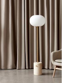 Lampada da terra luce regolabile con base in travertino JWDA, Paralume: vetro opale, Struttura: metallo rivestito, Base della lampada: travertino, Beige effetto travertino, Alt. 150 cm