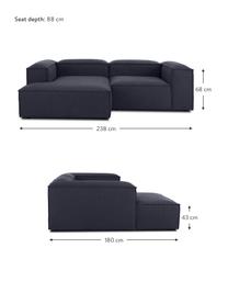 Modulares Ecksofa Lennon, Bezug: 100 % Polyester Der strap, Gestell: Massives Kiefernholz FSC-, Webstoff Dunkelblau, B 238 x T 180 cm, Eckteil links