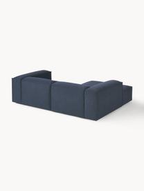 Canapé d'angle modulable Lennon, Tissu bleu foncé, larg. 238 x prof. 180 cm, méridienne à gauche