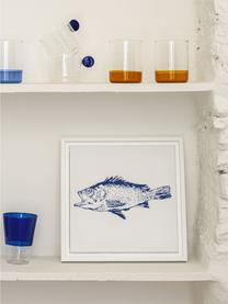 Ingelijste digitale print Lavinia Fish, Lijst: gecoat MDF, Afbeelding: canvas, Wit, blauw, B 30 x H 30 cm