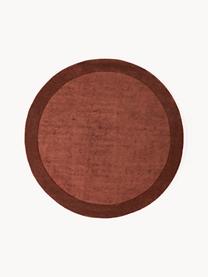 Tapis rond à poils ras Kari, 100 % polyester, certifié GRS, Rouge rouille, Ø 150 cm (taille M)