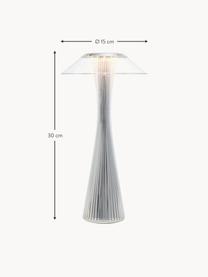 Malá prenosná exteriérová stolová lampa Space, Plast, Odtiene striebornej, Ø 15 x V 30 cm