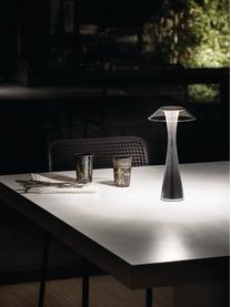 Kleine mobiele outdoor tafellamp Space, Kunststof, Zilverkleurig, Ø 15 x H 30 cm