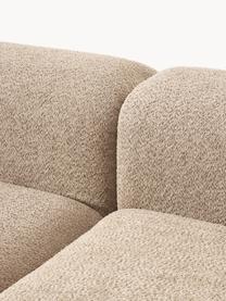 Modulares Sofa Natalie (3-Sitzer) aus Teddy-Bouclé mit Hocker, Bezug: Teddy-Bouclé (100 % Polye, Gestell: mitteldichte Holzfaserpla, Sockel: Massives Buchenholz, lack, Teddy-Bouclé Beige, helles Buchenholz, B 283 x T 197 cm