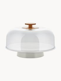 Fuente campana de porcelana Mattina, Asa: madera de bambú, Greige, blanco, transparente, Ø 32 x Al 22 cm