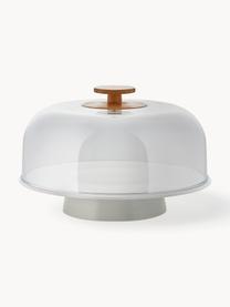 Fuente campana de porcelana Mattina, Asa: madera de bambú, Greige, blanco, transparente, Ø 32 x Al 22 cm