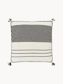 Housse de coussin 45x45 ethnique Okiro, 100 % coton, Beige, noir, larg. 45 x long. 45 cm