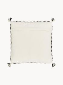 Housse de coussin 45x45 ethnique Okiro, 100 % coton, Beige, noir, larg. 45 x long. 45 cm