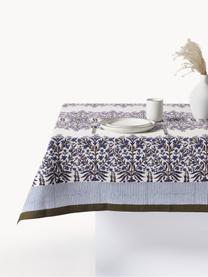 Tafelkleed Jasmine met bloemmotief, 100% katoen, Donkerblauw, gebroken wit, bruin, 6-8 personen (B 150 x L 250 cm)