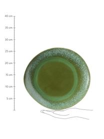 Ručne vyrobený tanier v retro štýle 70's, 2 ks, Kamenina, Odtiene zelenej, Ø 29 cm