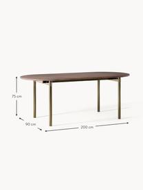 Oválný jídelní stůl Mavi, v různých velikostech, Akáciové dřevo, zlatá, Š 180 cm, H 90 cm