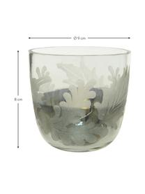 Teelichthalter Jagna aus Glas, Glas, Transparent, Silberfarben, Ø 9 x H 8 cm