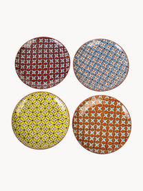 Set de platos llanos artesanales Hippy, 4 uds., Cerámica esmaltada, Multicolor, Ø 27 cm