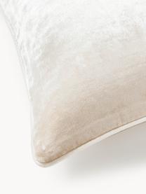 Housse de coussin en velours Seraphina, Velours (51 % coton, 49 % viscose), Beige clair, blanc, larg. 50 x long. 50 cm