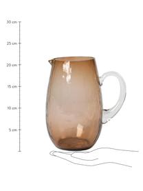 Grosser mundgeblasener Krug Hammered mit gehämmerter Oberfläche, 2 L, Glas, Braun, Ø 14 x H 22 cm