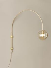Wandleuchte Cora in Bogenform, Lampenschirm: Glas, Dekor: Metall, beschichtet, Beige, Ø 20 x H 92 cm