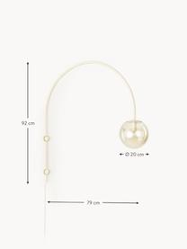 Wandleuchte Cora in Bogenform, Lampenschirm: Glas, Dekor: Metall, beschichtet, Beige, Ø 20 x H 92 cm
