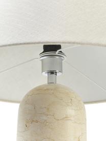 Große Tischlampe Gia mit Marmorfuß, Lampenschirm: 80% Baumwolle, 20% Leinen, Lampenfuß: Marmor, Beige, marmoriert, Ø 46 x H 60 cm