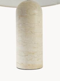 Grosse Tischlampe Gia mit Marmorfuss, Lampenschirm: 80% Baumwolle, 20% Leinen, Beige, marmoriert, Ø 46 x H 60 cm