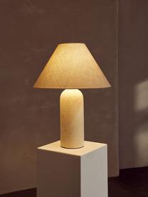 Grosse Tischlampe Gia mit Marmorfuss, Lampenschirm: 80% Baumwolle, 20% Leinen, Beige, marmoriert, Ø 46 x H 60 cm