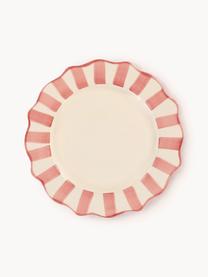 Assiette plate faite main Scalloped, Grès cérame, Vieux rose, blanc, Ø 24 x haut. 8 cm