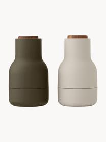 Set saliera e pepiera piccole con coperchio in legno di noce Bottle Grinder 2 pz, Coperchio: legno di noce, Verde oliva, beige chiaro, legno di noce, Ø 7 x Alt. 12 cm