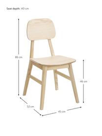 Krzesło z drewna Akina, 2 szt., Nogi: drewno jesionowe, Brązowy, S 45 x W 86 cm