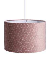 Fluwelen hanglamp Geometric, Polyester fluweel, Roze, zilverkleurig, Ø 30 x D 30 cm