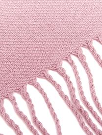 Plaid rosa con finitura a frange Madison, 100% cotone, Rosa, Larg. 140 x Lung. 170 cm