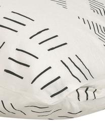 Funda de almohada de algodón Kohana, estilo boho, Blanco crema, negro, An 45 x L 85 cm