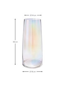 Grote mondgeblazen glazen vaas Myla, iriserend, Glas, Transparant, multicolour-iriserend, Ø 18 x H 40 cm