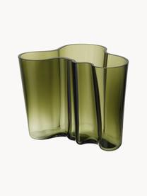 Mondgeblazen vaas Alvar Aalto, H 16 cm, Mondgeblazen glas, Groen, transparant, B 21 x H 16 cm