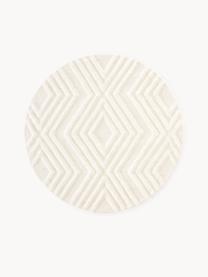 Tapis rond en coton Ziggy, 100 % coton, Blanc crème, Ø 120 cm (taille S)