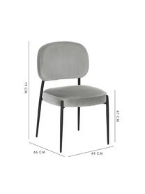 Sedia imbottita in velluto Viggo, Rivestimento: velluto (poliestere) Con , Velluto grigio Gambe: nero, Larg. 49 x Prof. 66 cm