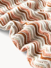 Coperta in cotone a maglia Emilio, 100% cotone, Beige, terracotta, salmone, Larg. 130 x Lung. 170 cm