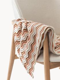 Coperta in cotone a maglia Emilio, 100% cotone, Beige, terracotta, salmone, Larg. 130 x Lung. 170 cm