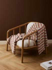 Plaid en tricot Emilio, 100 % coton, Beige, terracotta, rose saumon, larg. 130 x long. 170 cm