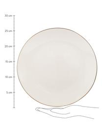 Platos llanos artesanales Allure, 6 uds., Cerámica, Blanco, dorado, Ø 26 cm