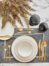 Handgemaakte dinerborden Allure met goudkleurige rand, 6 stuks, Keramiek, Wit, goudkleurig, Ø 26 cm