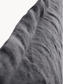 Zagłówek do łóżka z lnu Palma, Tapicerka: 100% len, Ciemnoszara tkanina, S 180 x W 122 cm