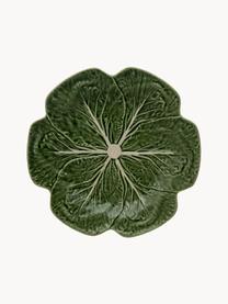 Platos llanos pintados a mano Cabbage, 2 uds., Cerámica de gres, Verde oscuro, Ø 27 cm