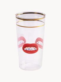 Designová sklenice Lips, Červené rty s nápisem, Ø 7 cm, V 13 cm, 375 ml