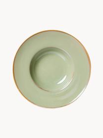 Set de platos de pasta artesanales de porcelana Chef, 4 uds., Porcelana, Verde oliva, Ø 29 cm