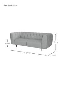 Sofá Shel (3 plazas), Tapizado: 100% poliéster con tacto , Estructura: madera dura, madera bland, Patas: metal recubierto Alta res, Gris claro, An 210 x F 95 cm